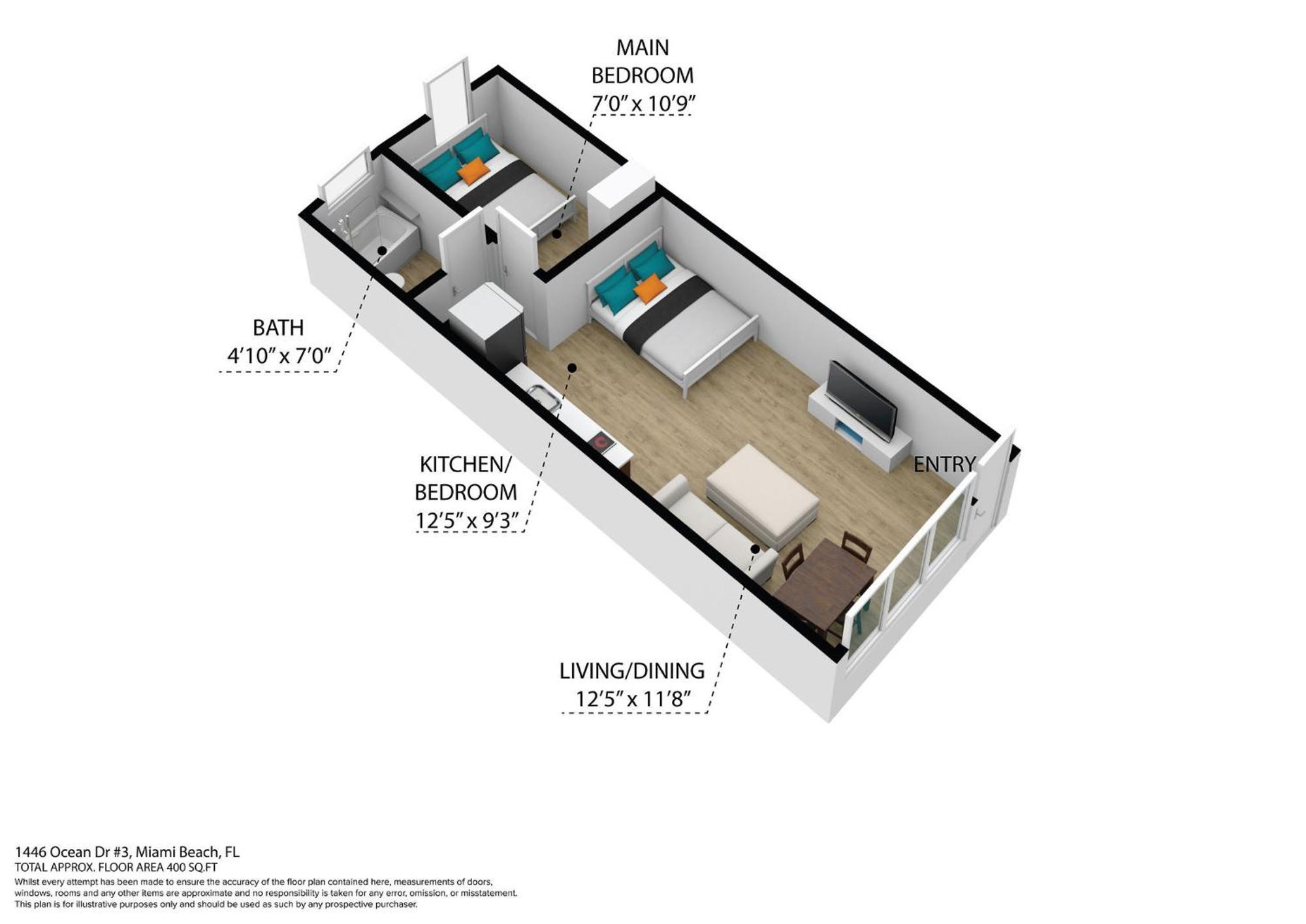 Apartment Beachy 1 B/r, W/2 Queen Beds, On Ocean Drive
